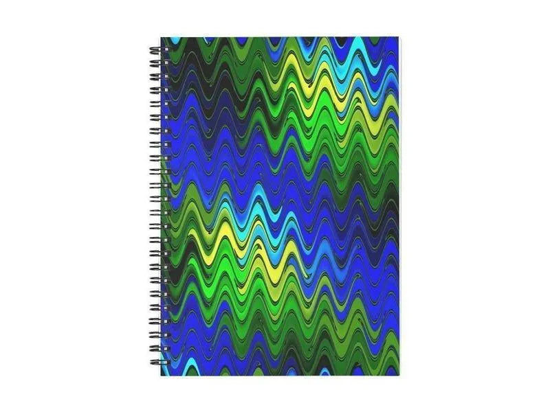 Spiral Notebooks-WAVY #2 Spiral Notebooks-Blues & Greens & Yellows-from COLORADDICTED.COM-