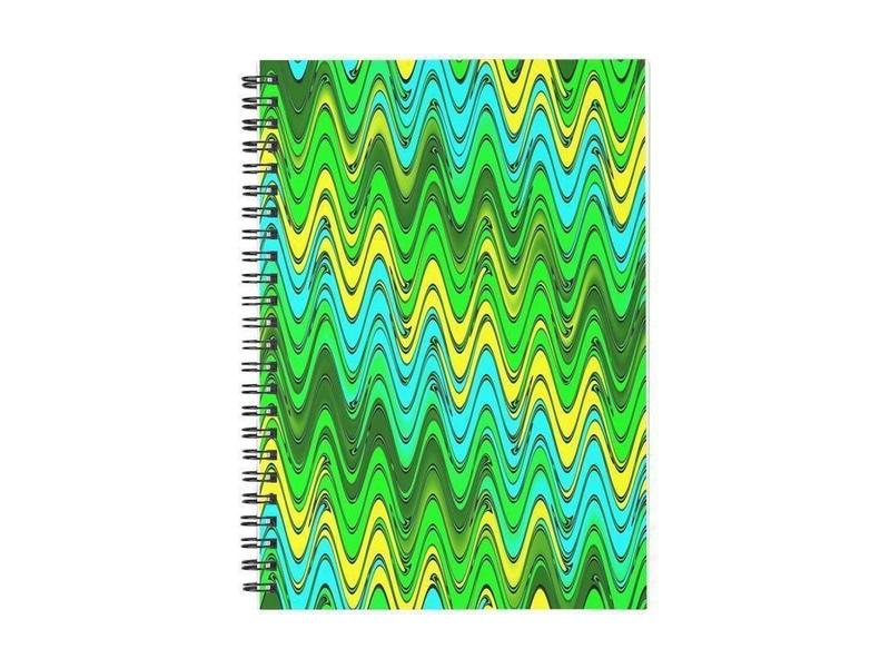 Spiral Notebooks-WAVY #2 Spiral Notebooks-Greens &amp; Yellows &amp; Light Blues-from COLORADDICTED.COM-