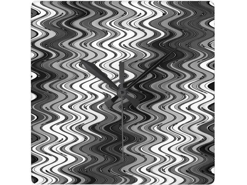 Wall Clocks-WAVY #2 Square Wall Clocks-Grays & White-from COLORADDICTED.COM-