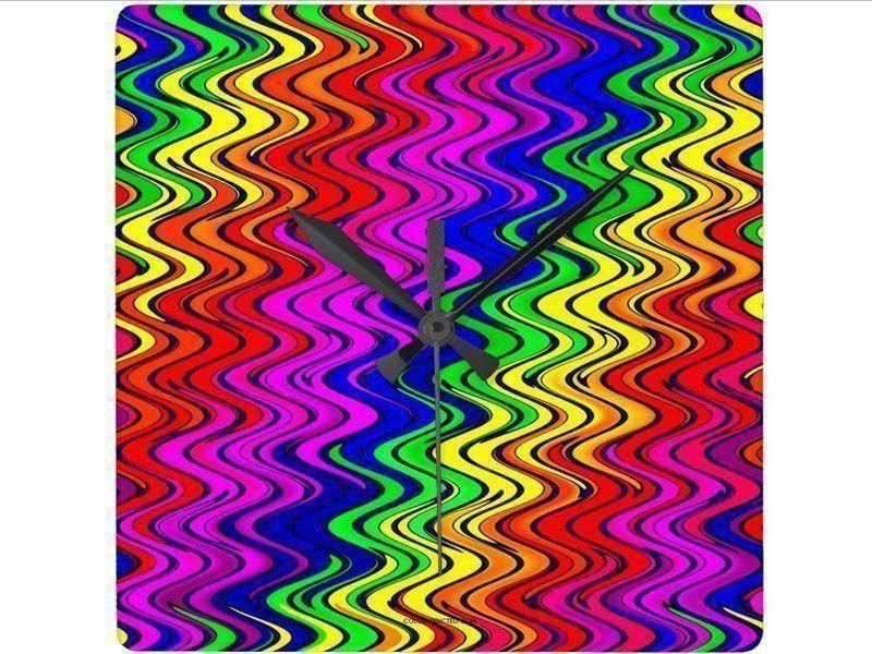 Wall Clocks-WAVY #2 Square Wall Clocks-Multicolor Bright-from COLORADDICTED.COM-