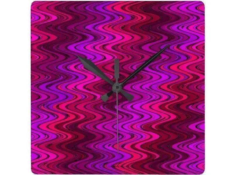 Wall Clocks-WAVY #2 Square Wall Clocks-Purples, Fuchsias, Violets & Magentas-from COLORADDICTED.COM-