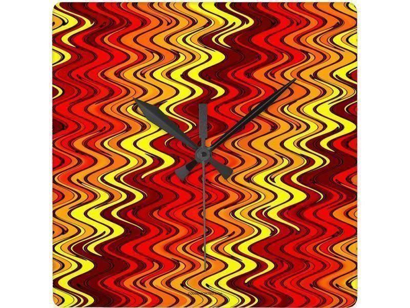 Wall Clocks-WAVY #2 Square Wall Clocks-Reds, Oranges &amp; Yellows-from COLORADDICTED.COM-