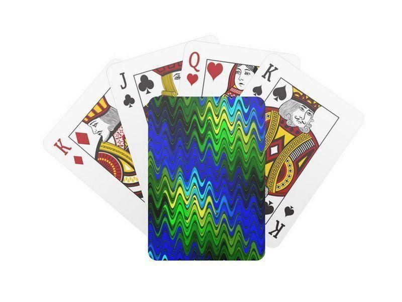Playing Cards-WAVY #2 Standard Playing Cards-Blues &amp; Greens &amp; Yellows-from COLORADDICTED.COM-