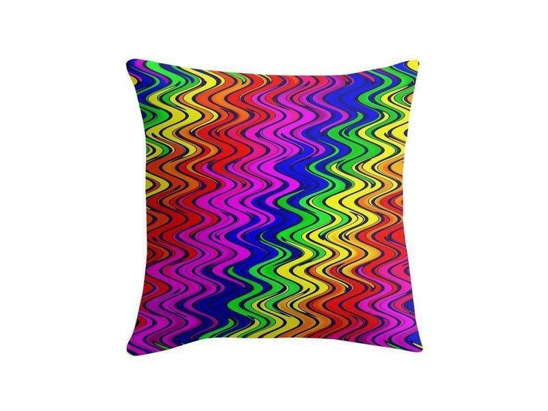 Throw Pillows &amp; Throw Pillow Cases-WAVY #2 Throw Pillows &amp; Throw Pillow Cases-Multicolor Bright-from COLORADDICTED.COM-