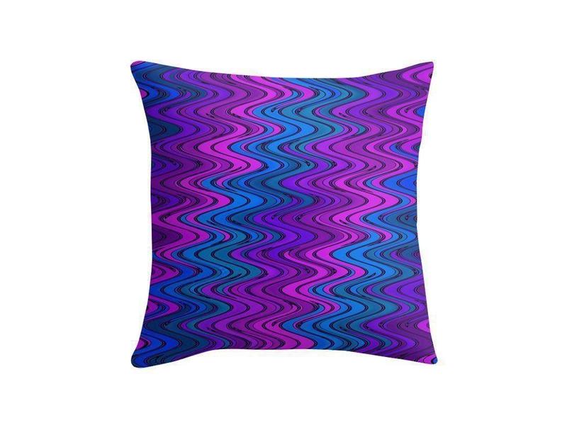 Throw Pillows &amp; Throw Pillow Cases-WAVY #2 Throw Pillows &amp; Throw Pillow Cases-Purples &amp; Violets &amp; Turquoises-from COLORADDICTED.COM-
