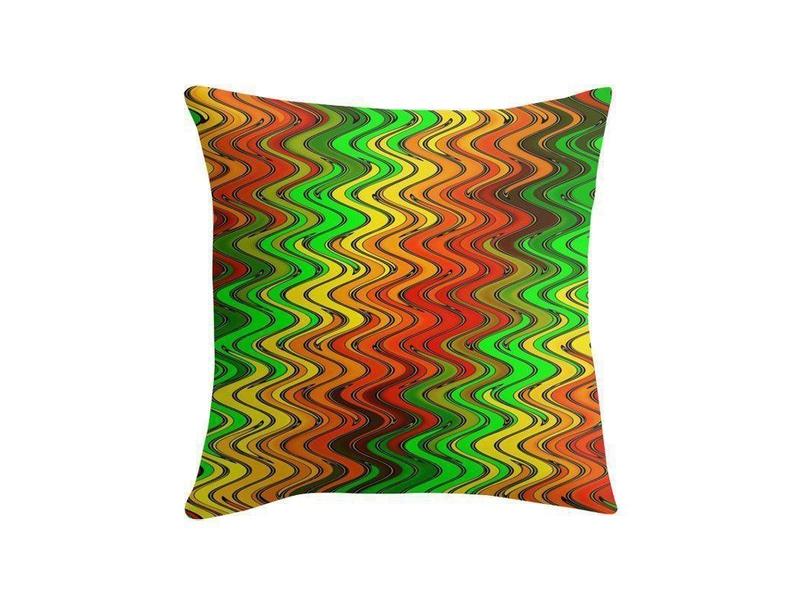 Throw Pillows &amp; Throw Pillow Cases-WAVY #2 Throw Pillows &amp; Throw Pillow Cases-Reds &amp; Oranges &amp; Yellows &amp; Greens-from COLORADDICTED.COM-