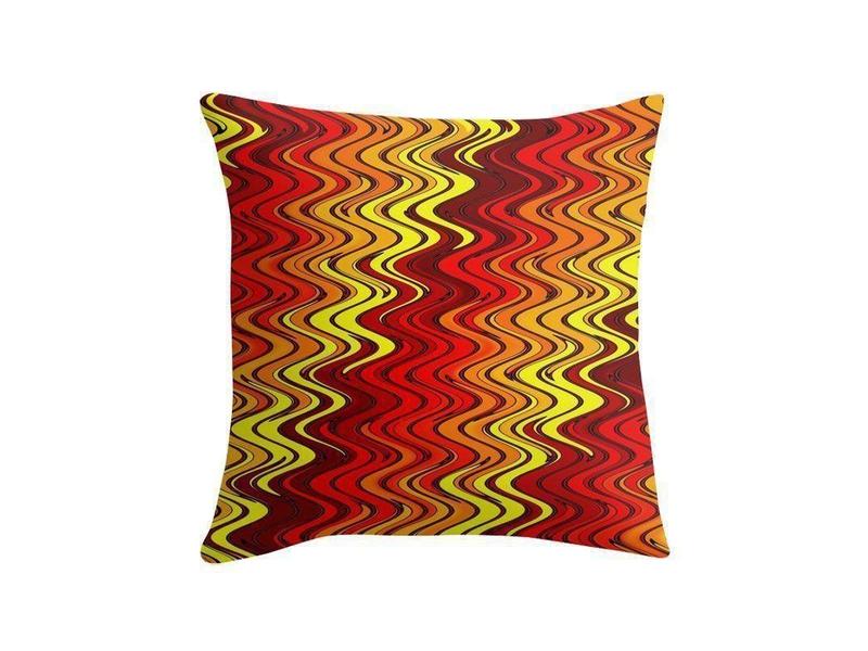 Throw Pillows &amp; Throw Pillow Cases-WAVY #2 Throw Pillows &amp; Throw Pillow Cases-Reds &amp; Oranges &amp; Yellows-from COLORADDICTED.COM-