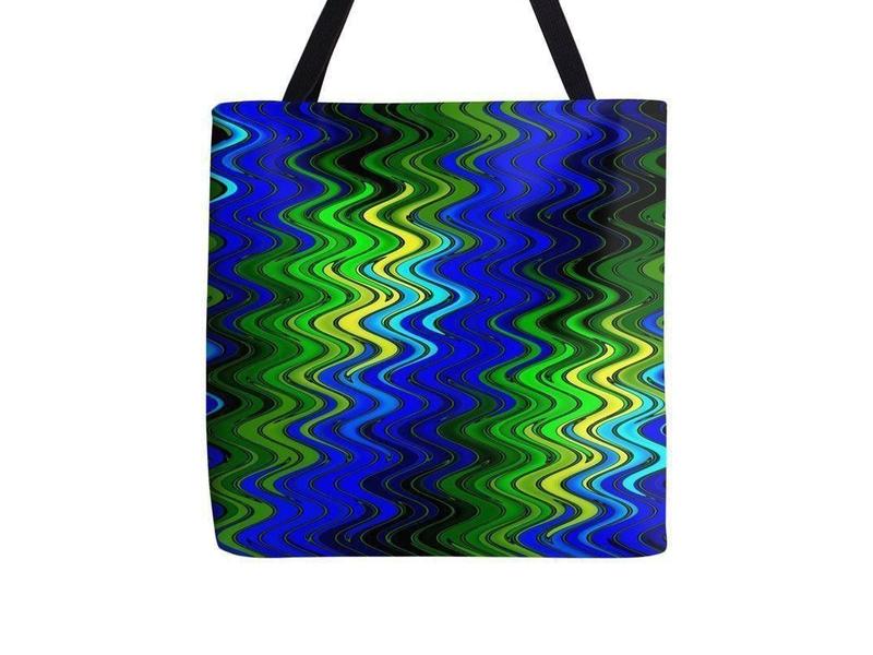 Tote Bags-WAVY #2 Tote Bags-Blues &amp; Greens &amp; Yellows-from COLORADDICTED.COM-