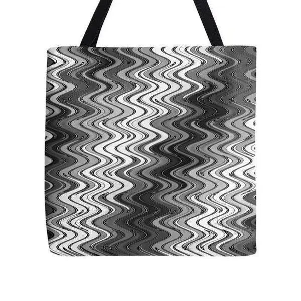 Tote Bags-WAVY #2 Tote Bags-Grays & White-from COLORADDICTED.COM-