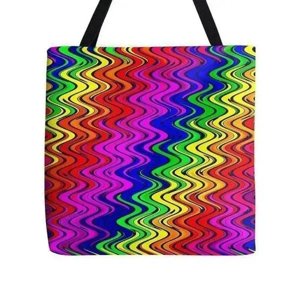Tote Bags-WAVY #2 Tote Bags-Multicolor Bright-from COLORADDICTED.COM-