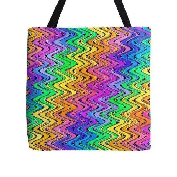 Tote Bags-WAVY #2 Tote Bags-Multicolor Light-from COLORADDICTED.COM-