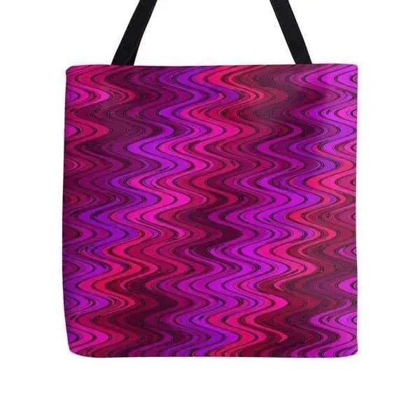 Tote Bags-WAVY #2 Tote Bags-Purples & Fuchsias & Violets & Magentas-from COLORADDICTED.COM-
