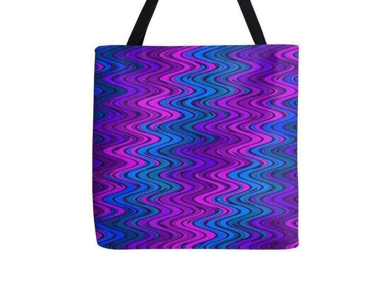 Tote Bags-WAVY #2 Tote Bags-Purples &amp; Violets &amp; Turquoises-from COLORADDICTED.COM-
