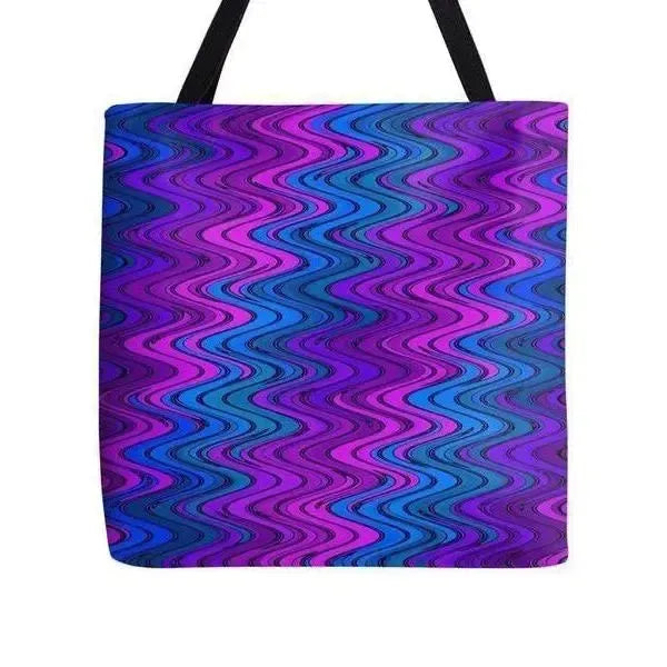 Tote Bags-WAVY #2 Tote Bags-Purples & Violets & Turquoises-from COLORADDICTED.COM-