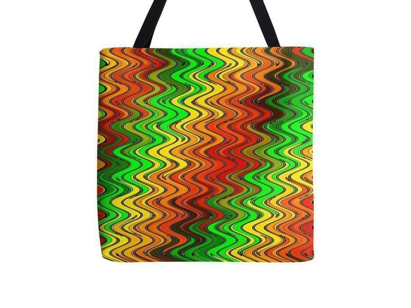 Tote Bags-WAVY #2 Tote Bags-Reds &amp; Oranges &amp; Yellows &amp; Greens-from COLORADDICTED.COM-