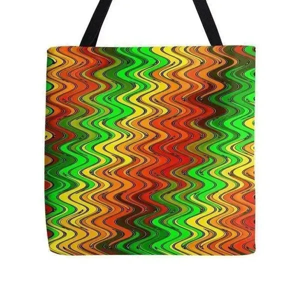 Tote Bags-WAVY #2 Tote Bags-Reds & Oranges & Yellows & Greens-from COLORADDICTED.COM-