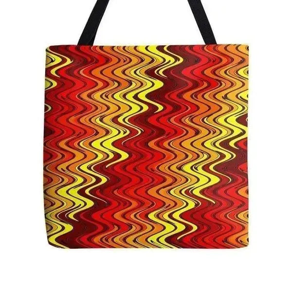 Tote Bags-WAVY #2 Tote Bags-Reds & Oranges & Yellows-from COLORADDICTED.COM-