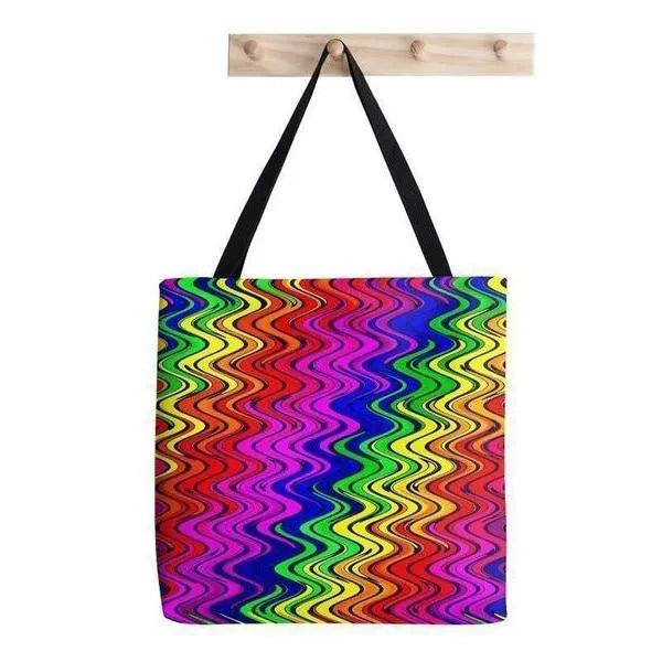Tote Bags-WAVY #2 Tote Bags-Multicolor Bright-from COLORADDICTED.COM-