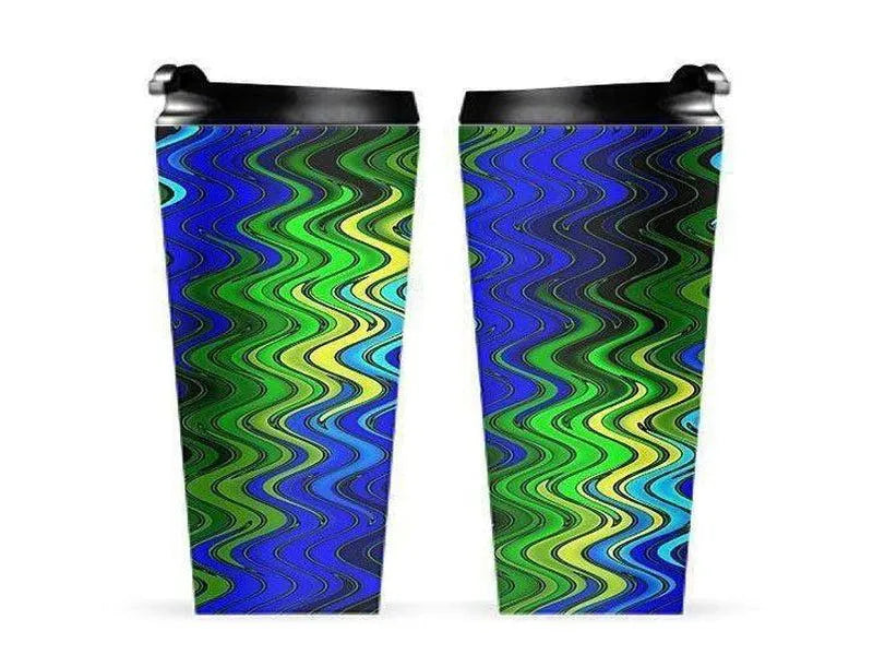 Travel Mugs-WAVY #2 Travel Mugs-Blues & Greens & Yellows-from COLORADDICTED.COM-