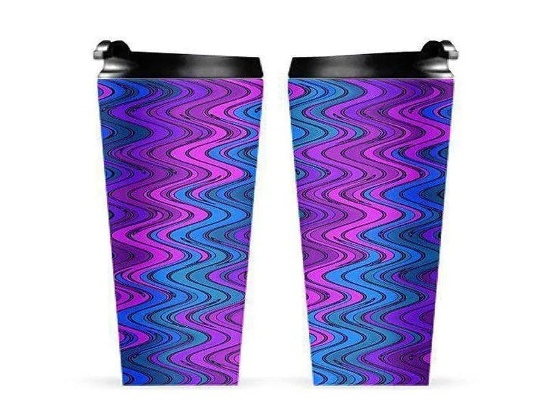 Travel Mugs-WAVY #2 Travel Mugs-Purples & Violets & Turquoises-from COLORADDICTED.COM-