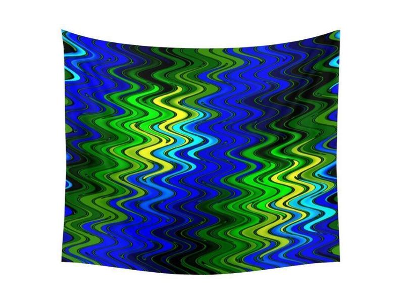 Wall Tapestries-WAVY #2 Wall Tapestries-Blues &amp; Greens &amp; Yellows-from COLORADDICTED.COM-