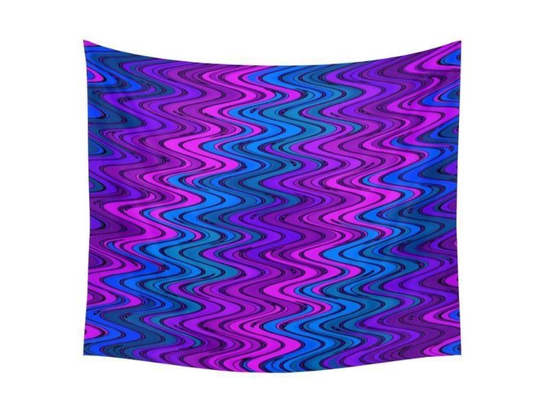Wall Tapestries-WAVY #2 Wall Tapestries-Purples &amp; Violets &amp; Turquoises-from COLORADDICTED.COM-