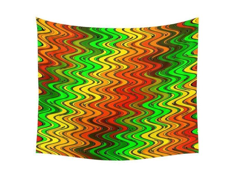 Wall Tapestries-WAVY #2 Wall Tapestries-Reds &amp; Oranges &amp; Yellows &amp; Greens-from COLORADDICTED.COM-