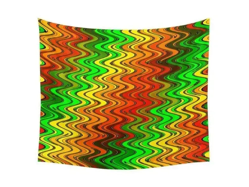 Wall Tapestries-WAVY #2 Wall Tapestries-Reds & Oranges & Yellows & Greens-from COLORADDICTED.COM-