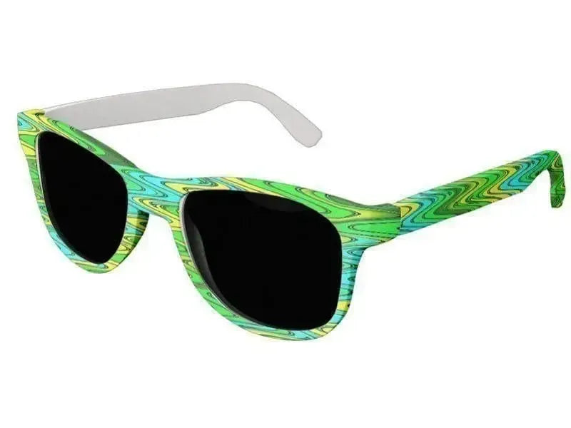 Wayfarer Sunglasses-WAVY #2 Wayfarer Sunglasses (white background)-Greens, Yellows & Light Blues-from COLORADDICTED.COM-