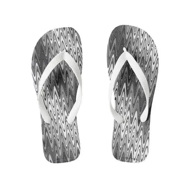 Flip Flops-WAVY #2 Wide-Strap Flip Flops-Grays & White-from COLORADDICTED.COM-