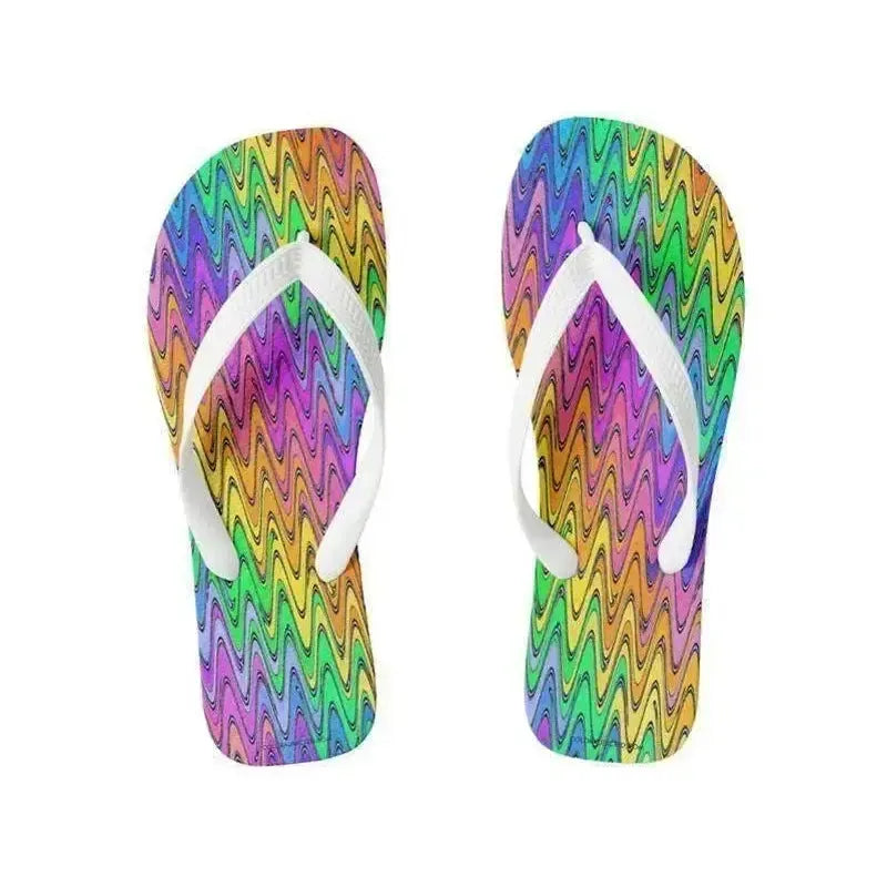 Flip Flops-WAVY #2 Wide-Strap Flip Flops-Multicolor Light-from COLORADDICTED.COM-