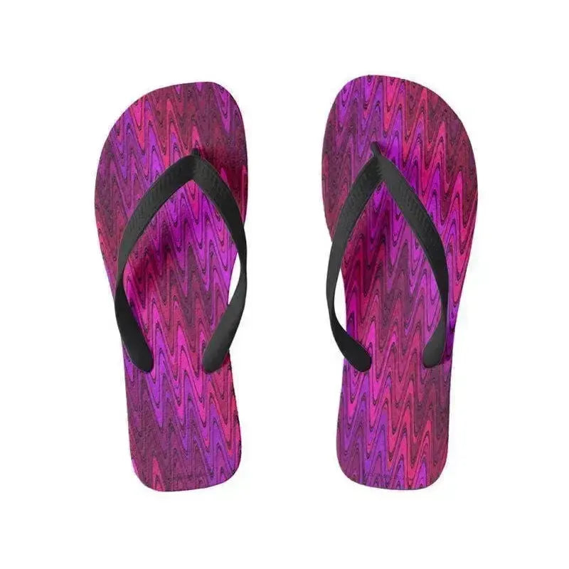 Flip Flops-WAVY #2 Wide-Strap Flip Flops-Purples & Fuchsias & Violets & Magentas-from COLORADDICTED.COM-