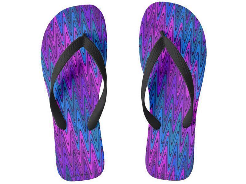 Flip Flops-WAVY #2 Wide-Strap Flip Flops-Purples &amp; Violets &amp; Turquoises-from COLORADDICTED.COM-