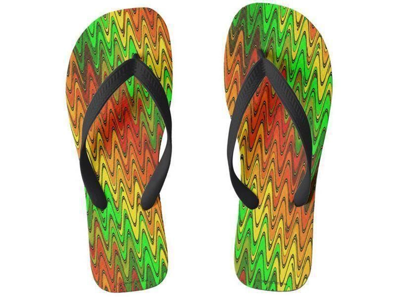 Flip Flops-WAVY #2 Wide-Strap Flip Flops-Reds &amp; Oranges &amp; Yellows &amp; Greens-from COLORADDICTED.COM-