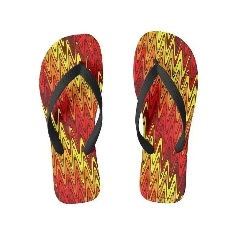 Flip Flops-WAVY #2 Wide-Strap Flip Flops-Reds & Oranges & Yellows-from COLORADDICTED.COM-