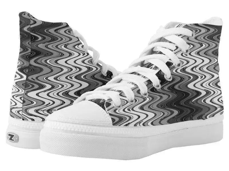 ZipZ High-Top Sneakers-WAVY #2 ZipZ High-Top Sneakers-Grays & White-from COLORADDICTED.COM-