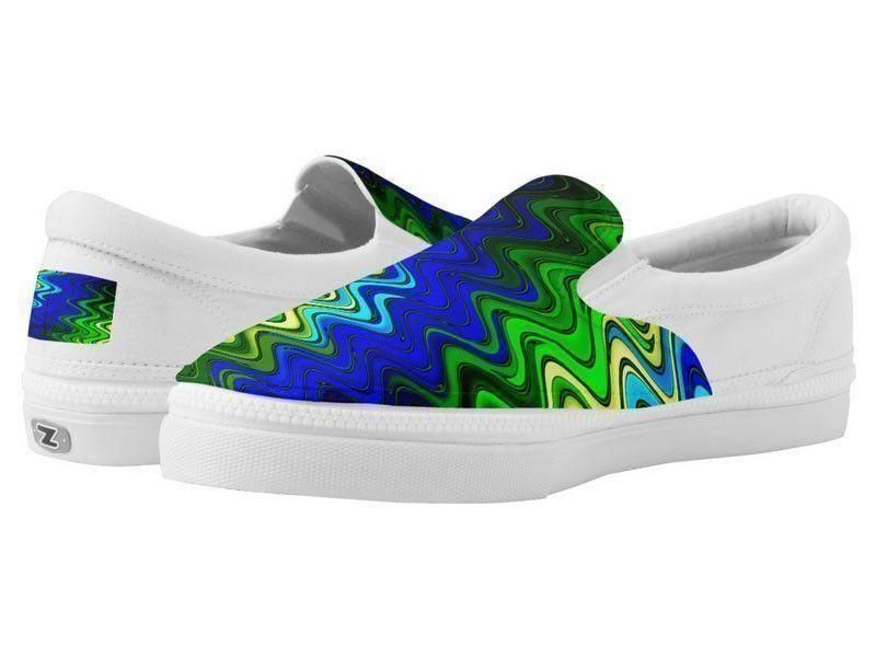 ZipZ Slip-On Sneakers-WAVY #2 ZipZ Slip-On Sneakers-Blues &amp; Greens &amp; Yellows-from COLORADDICTED.COM-