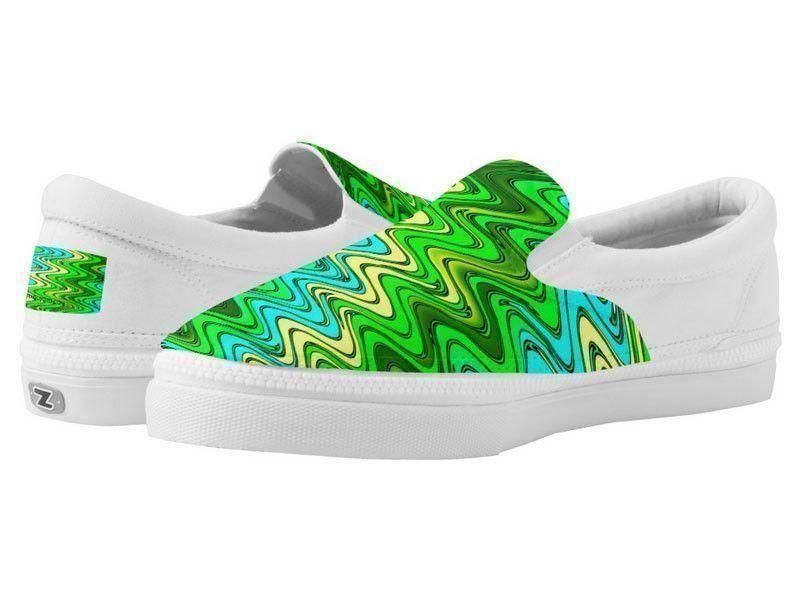 ZipZ Slip-On Sneakers-WAVY #2 ZipZ Slip-On Sneakers-Greens &amp; Yellows &amp; Light Blues-from COLORADDICTED.COM-
