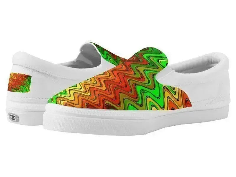 ZipZ Slip-On Sneakers-WAVY #2 ZipZ Slip-On Sneakers-Reds & Oranges & Yellows & Greens-from COLORADDICTED.COM-
