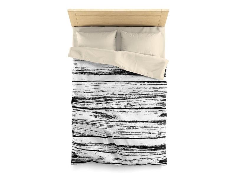 Duvet Covers-WOOD TEXTURES #1 Microfiber Duvet Covers-Black &amp; White-from COLORADDICTED.COM-23568699248890499459-