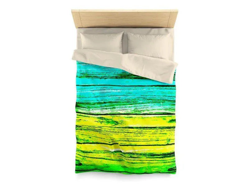 Duvet Covers-WOOD TEXTURES #1 Microfiber Duvet Covers-Greens & Yellows & Turquoises-from COLORADDICTED.COM-24182087422041590378-