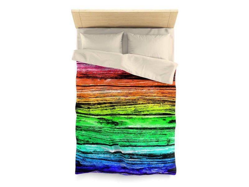 Duvet Covers-WOOD TEXTURES #1 Microfiber Duvet Covers-Multicolor Bright (Rainbow Colors)-from COLORADDICTED.COM-25799943501898284069-