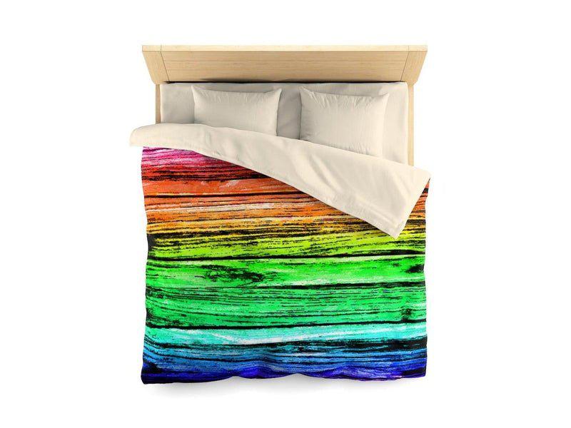 Duvet Covers-WOOD TEXTURES #1 Microfiber Duvet Covers-Multicolor Bright (Rainbow Colors)-from COLORADDICTED.COM-74776944332274275279-