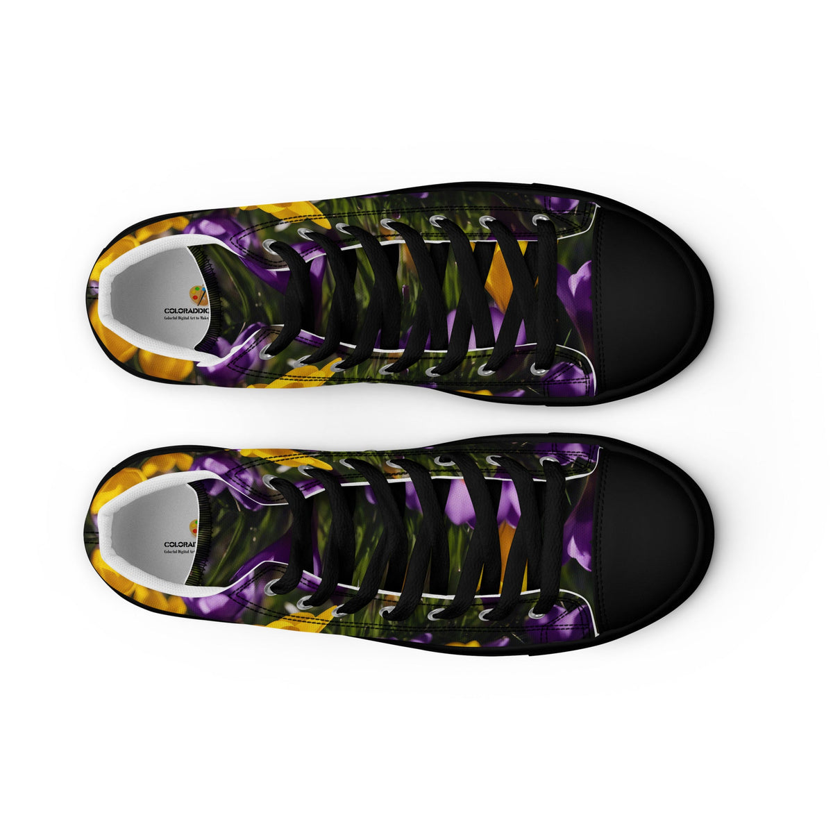 -YELLOW &amp; PURPLE CROCUSES Women’s &amp; Girls&#39; High Top Canvas Shoes-from COLORADDICTED.COM-