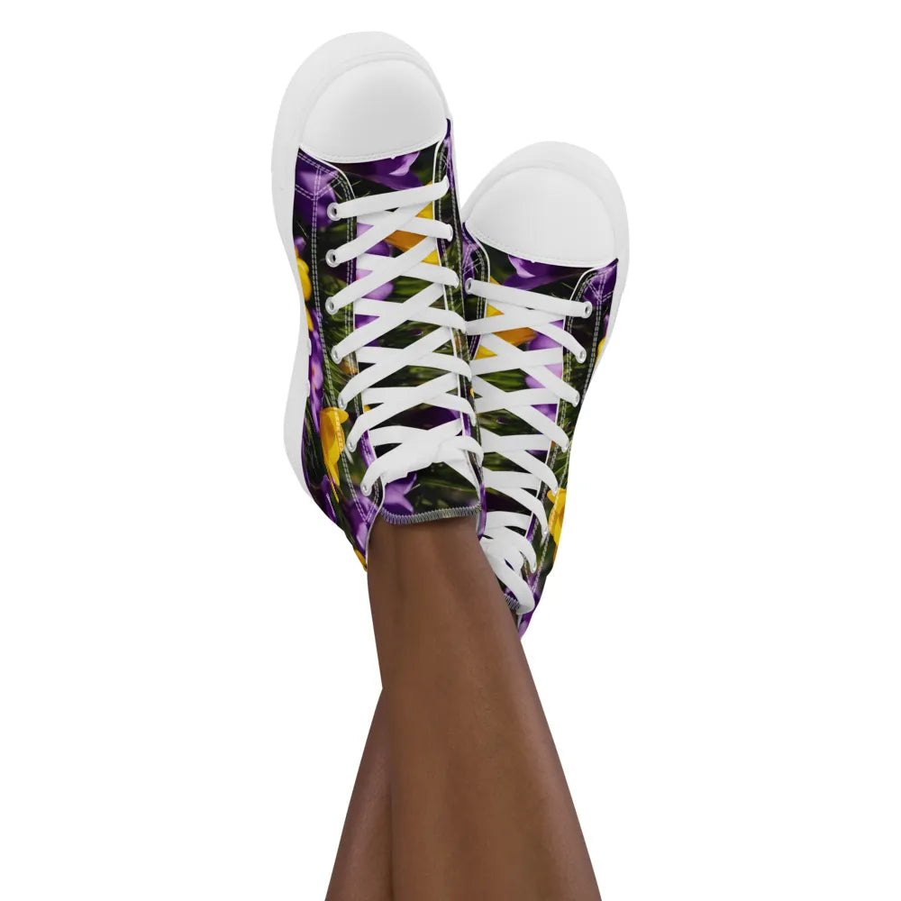 Women's & Girls' High-Top Sneakers-YELLOW & PURPLE CROCUSES Women’s & Girls' High-Top Sneakers-from COLORADDICTED.COM-