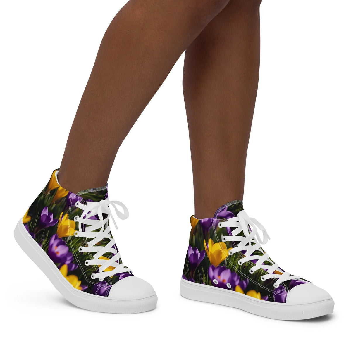 Women's & Girls' High-Top Sneakers-YELLOW & PURPLE CROCUSES Women’s & Girls' High-Top Sneakers-from COLORADDICTED.COM-