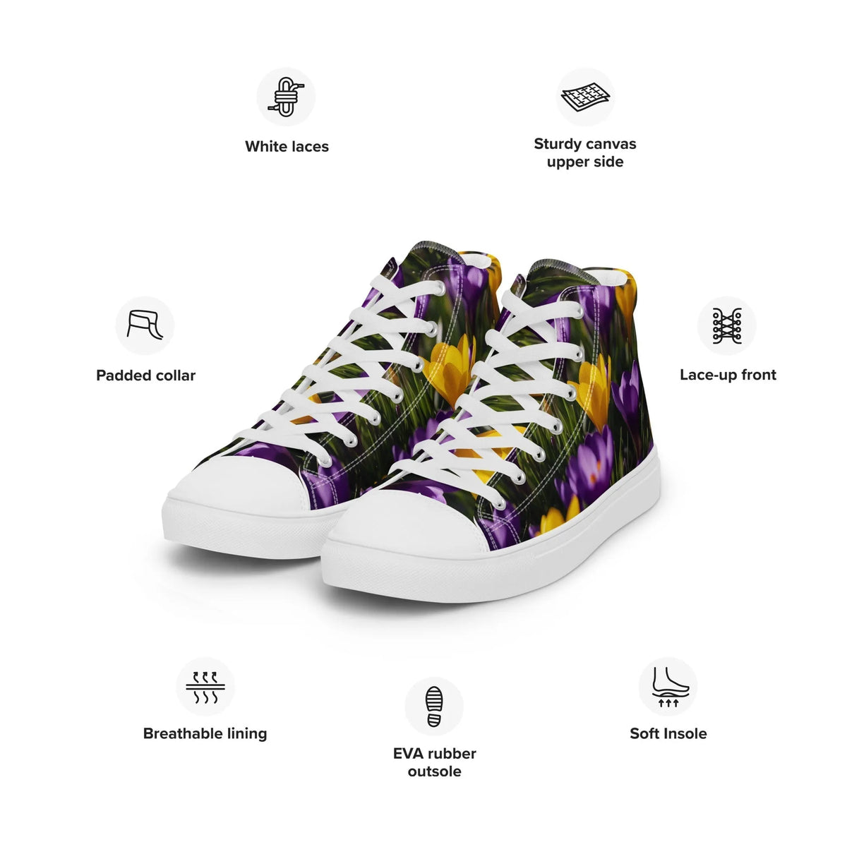 Women's & Girls' High-Top Sneakers-YELLOW & PURPLE CROCUSES Women’s & Girls' High-Top Sneakers-from COLORADDICTED.COM-