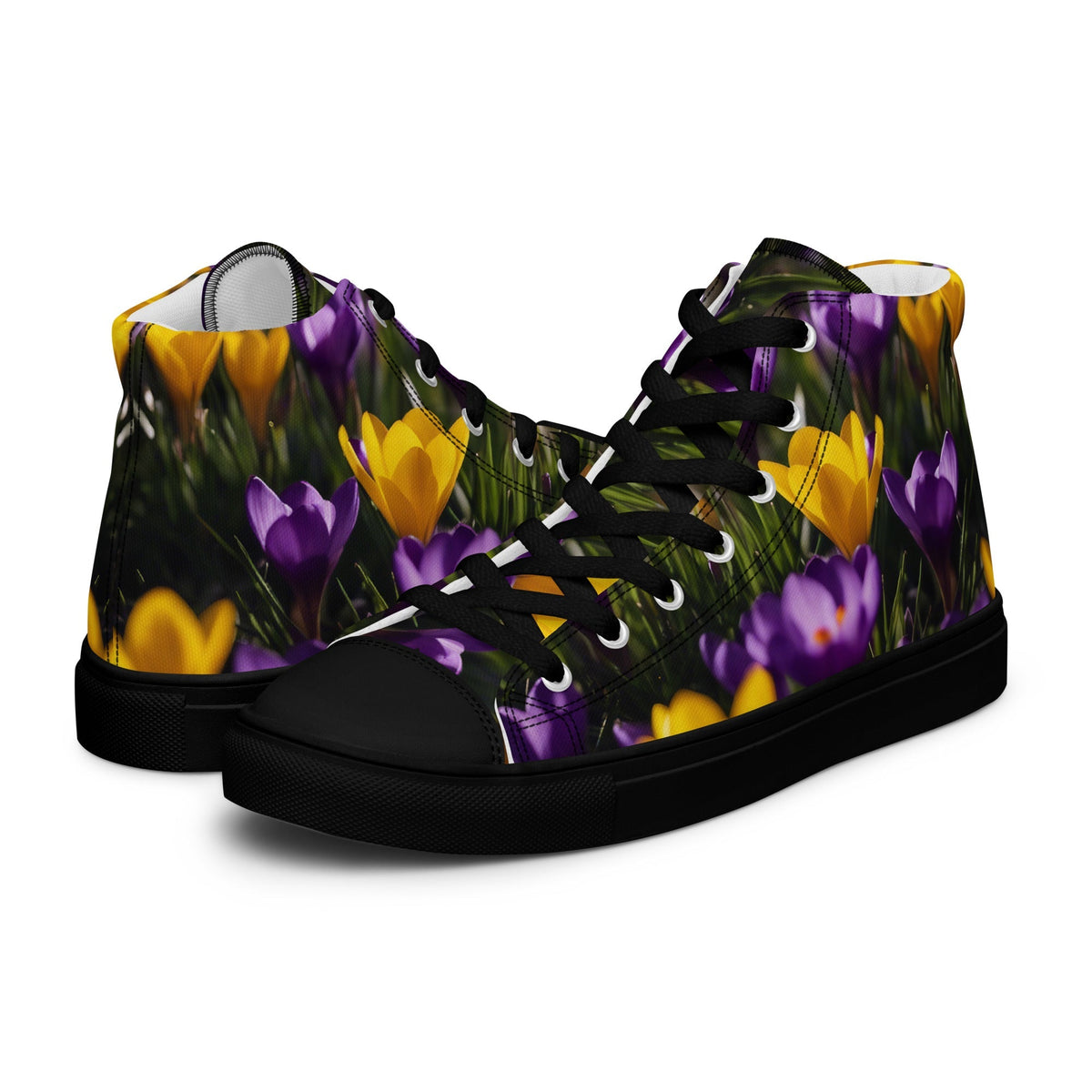Women's & Girls' High-Top Sneakers-YELLOW & PURPLE CROCUSES Women’s & Girls' High-Top Sneakers-from COLORADDICTED.COM-