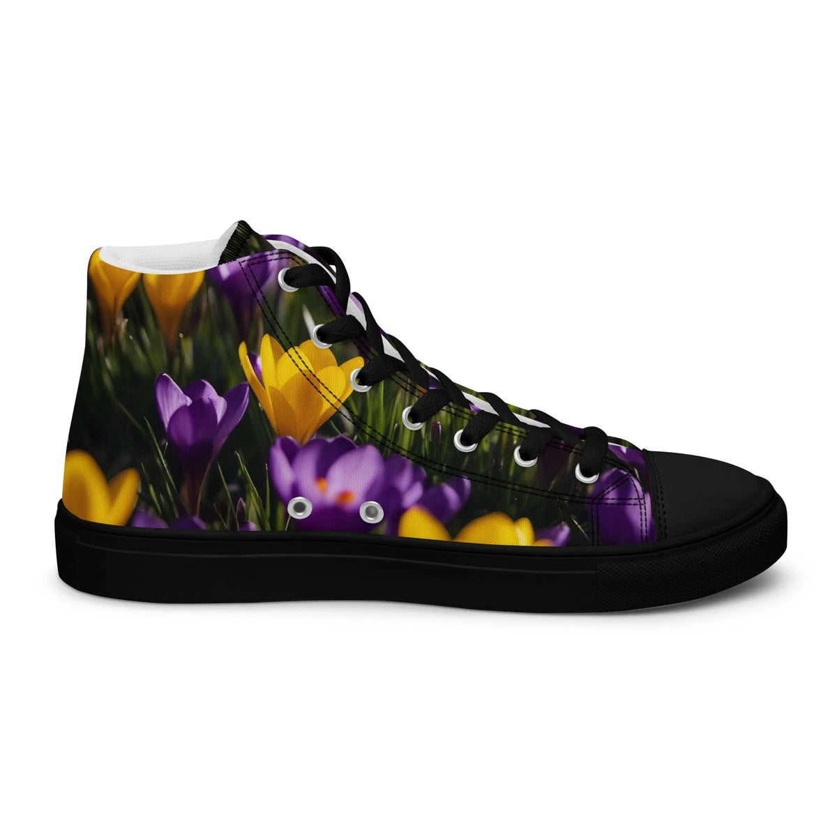 Women's & Girls' High-Top Sneakers-YELLOW & PURPLE CROCUSES Women’s & Girls' High-Top Sneakers-from COLORADDICTED.COM-