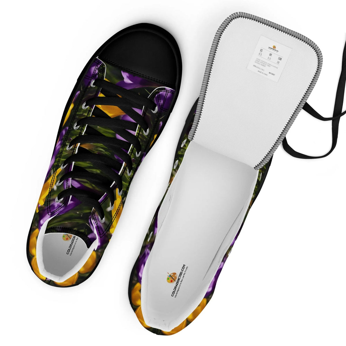 Women's & Girls' High-Top Sneakers-YELLOW & PURPLE CROCUSES Women’s & Girls' High-Top Sneakers-from COLORADDICTED.COM-
